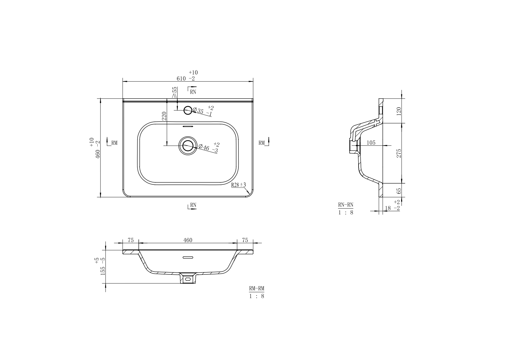 фото тумба 2 ящ. tuscany 60 с раковиной, белый матовый