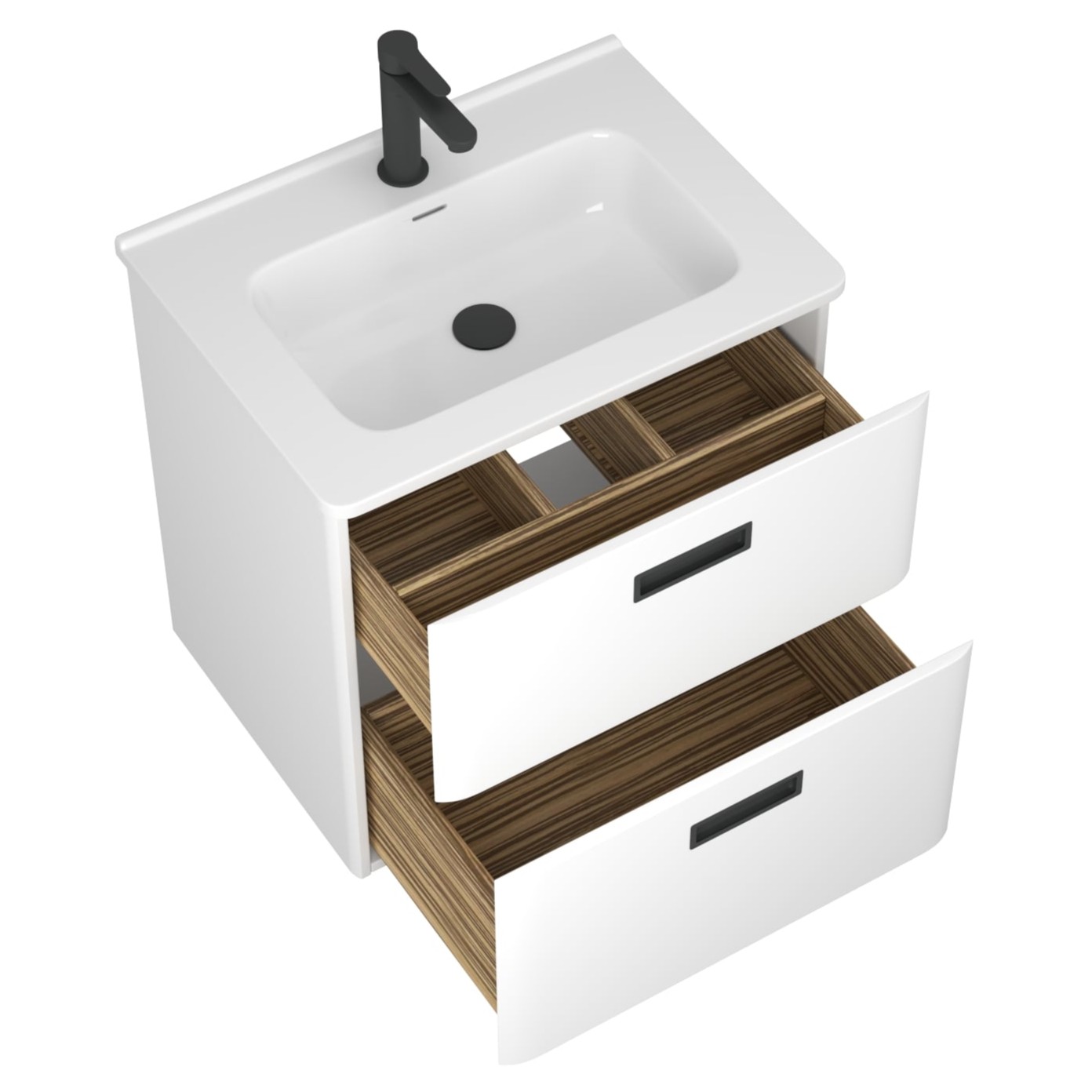 фото тумба 2 ящ. tuscany 60 с раковиной, белый матовый