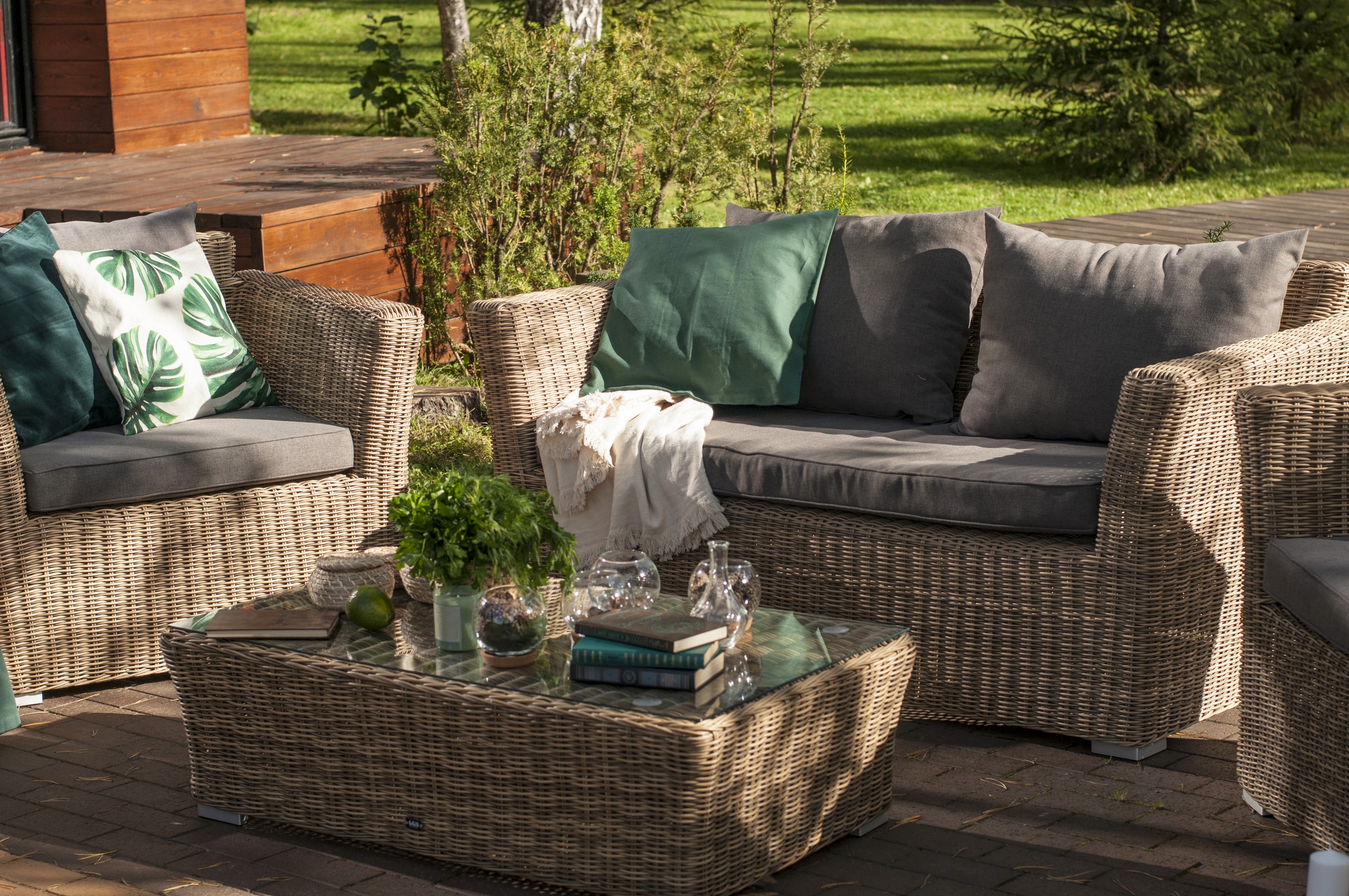 фото "капучино" диван из искусственного ротанга двухместный, цвет соломенный