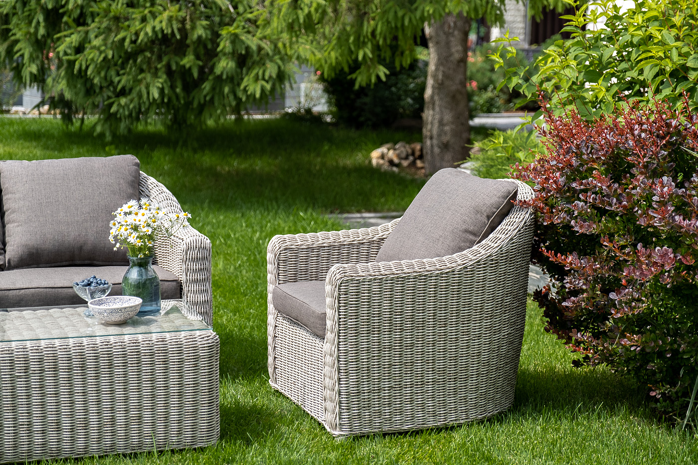 фото "кон панна" кресло из искусственного ротанга, цвет бежевый