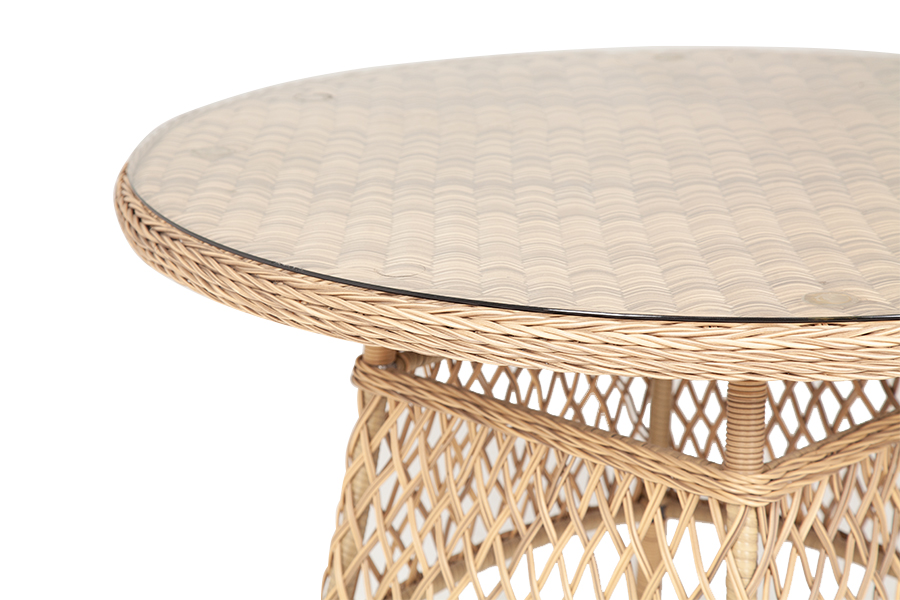 фото "эспрессо" плетеный круглый стол, диаметр 118 см, цвет соломенный