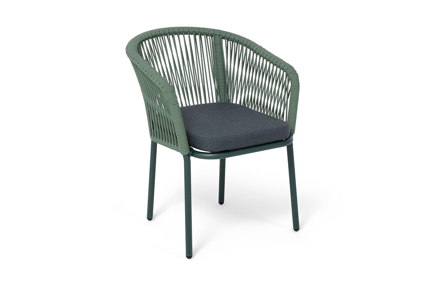 "Марсель" стул плетеный из роупа, каркас алюминий RAL6036 муар, роуп зеленый (4204) круглый tex, ткань темно-серая 027 фото "марсель" стул плетеный из роупа, каркас алюминий ral6036 муар, роуп зеленый (4204) круглый tex, ткань темно-серая 027
