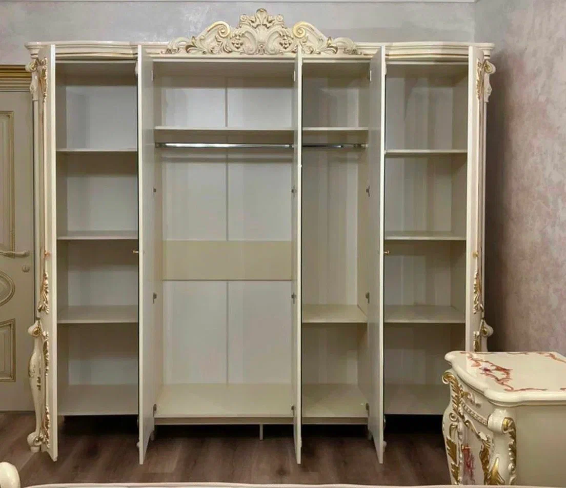 фото спальный гарнитур афина с 5-ти дв. шкафом, крем/золото