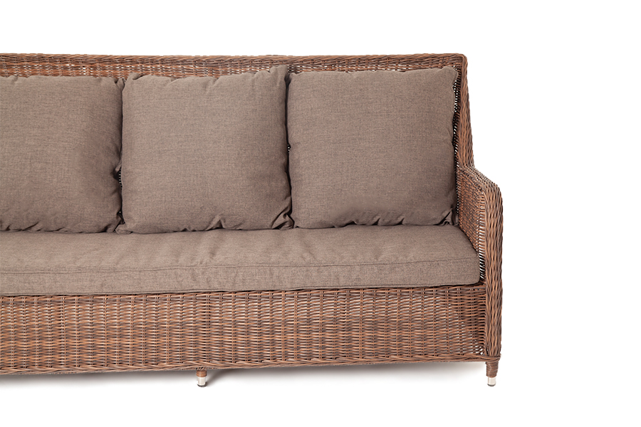 фото "гляссе" диван трехместный из искусственного ротанга, цвет коричневый