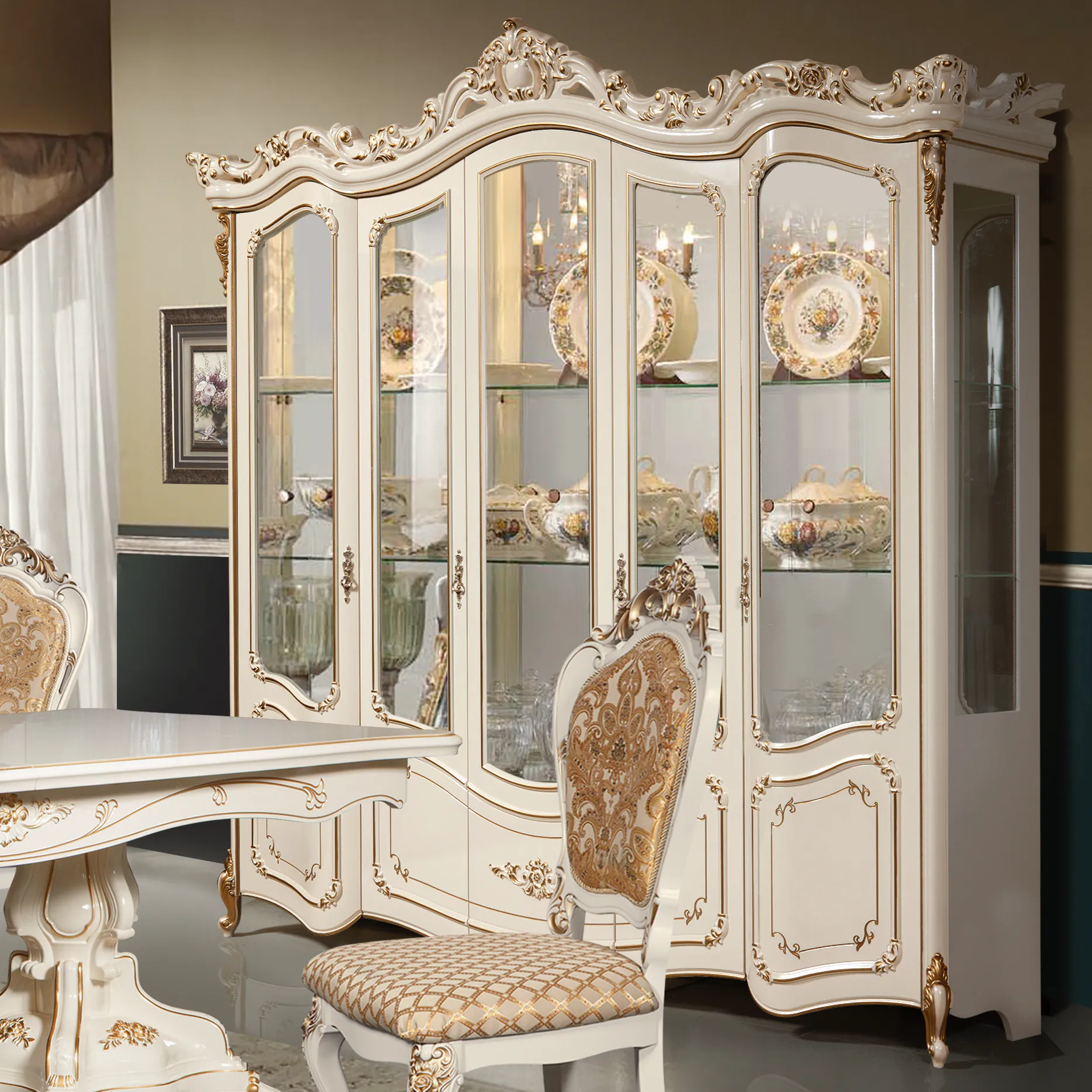 фото шкаф с витриной 5 дв. элиза