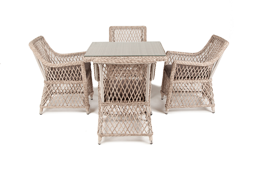 фото "айриш" обеденная группа плетеная на 4 персоны, цвет бежевый