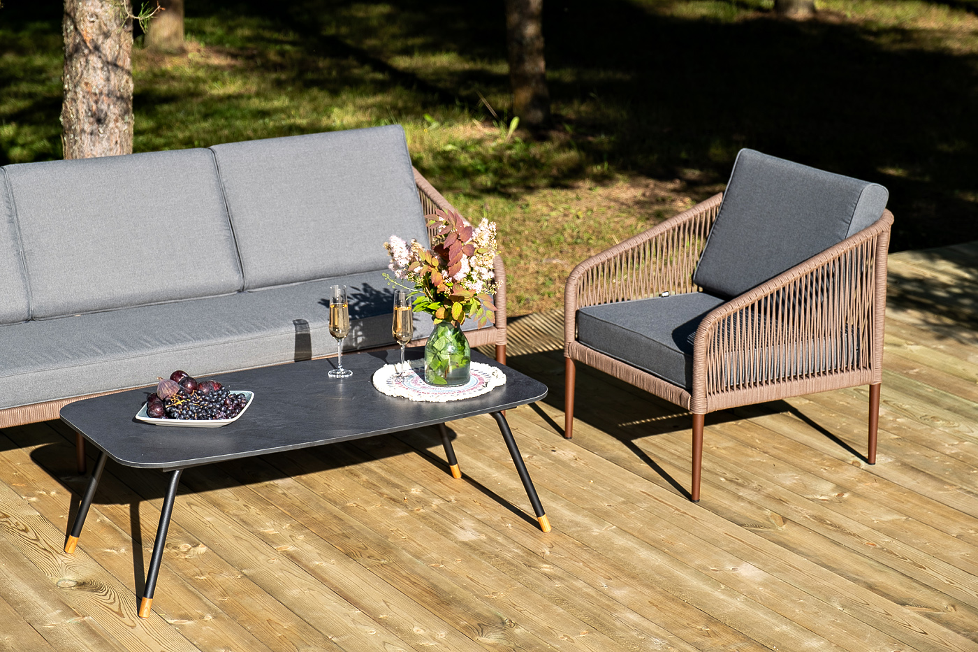 фото "канны" лаунж-зона 5-местная плетеная из роупа (веревки), роуп коричневый