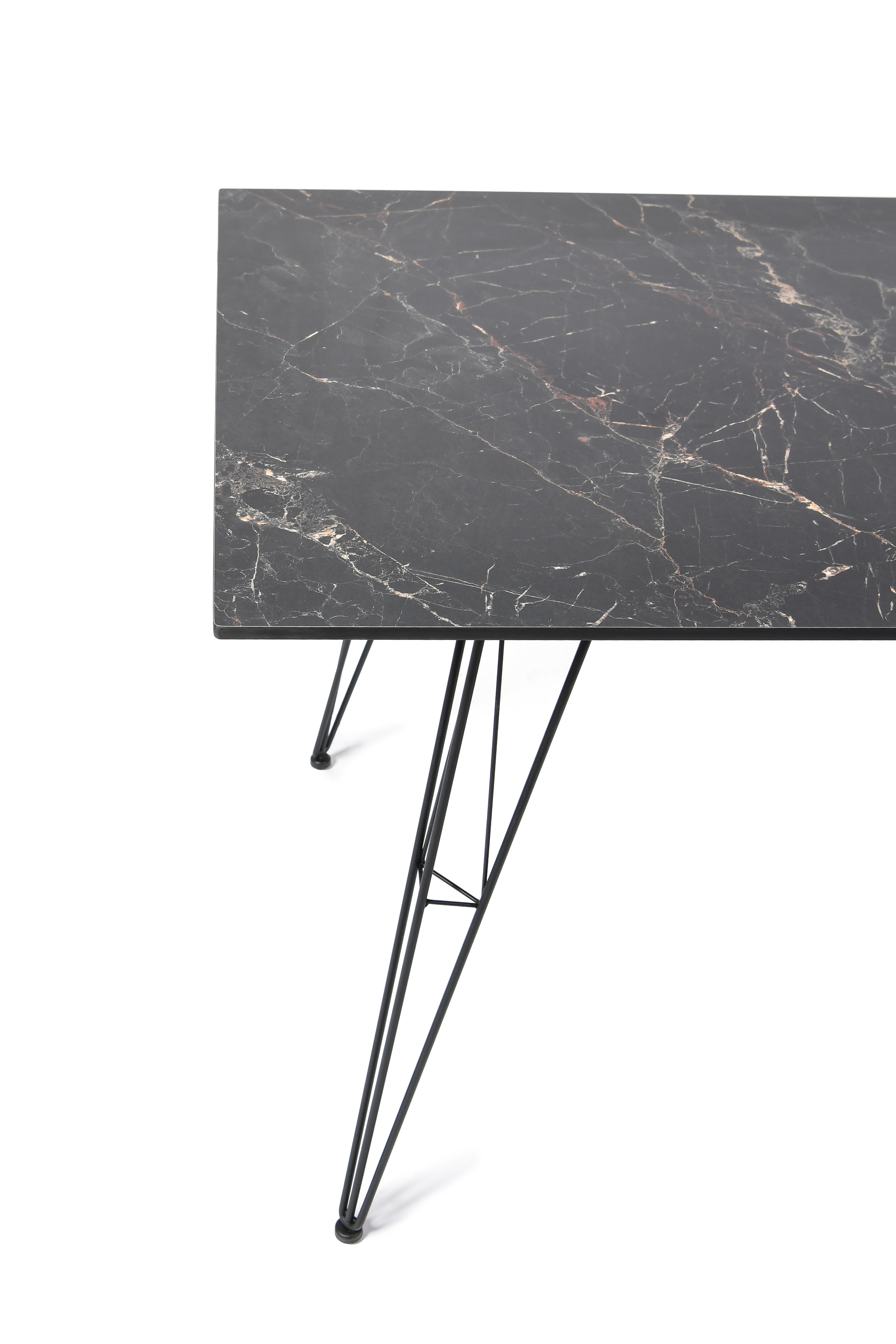 фото "руссо" обеденный стол из hpl 150х80см, цвет "черный мрамор"