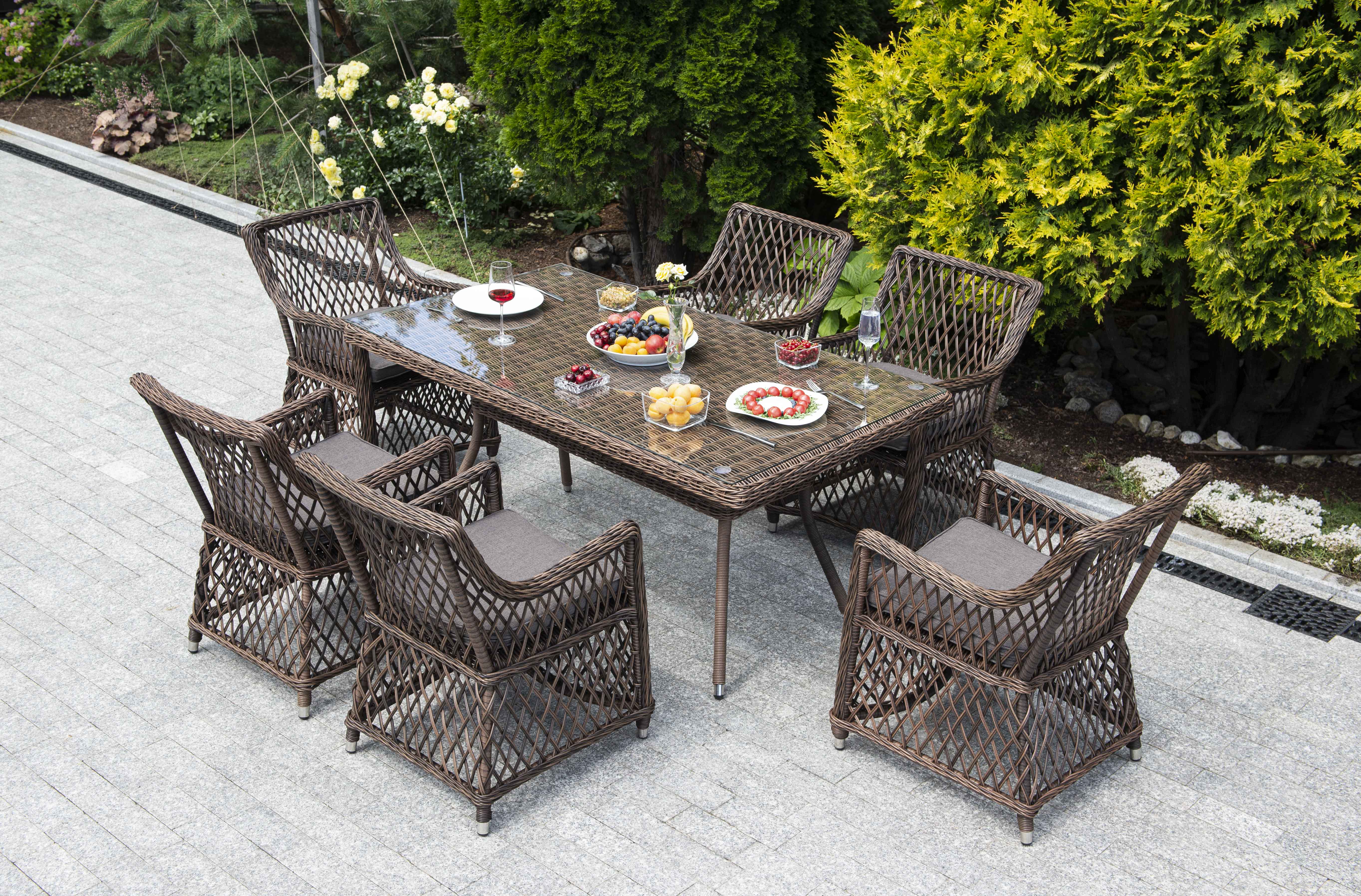 фото "латте" обеденная группа плетеная, цвет коричневый