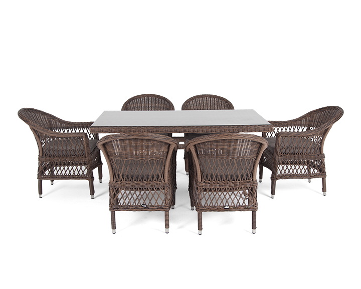 фото "амароне" обеденная группа из искусственного ротанга на 6 персон, цвет коричневый
