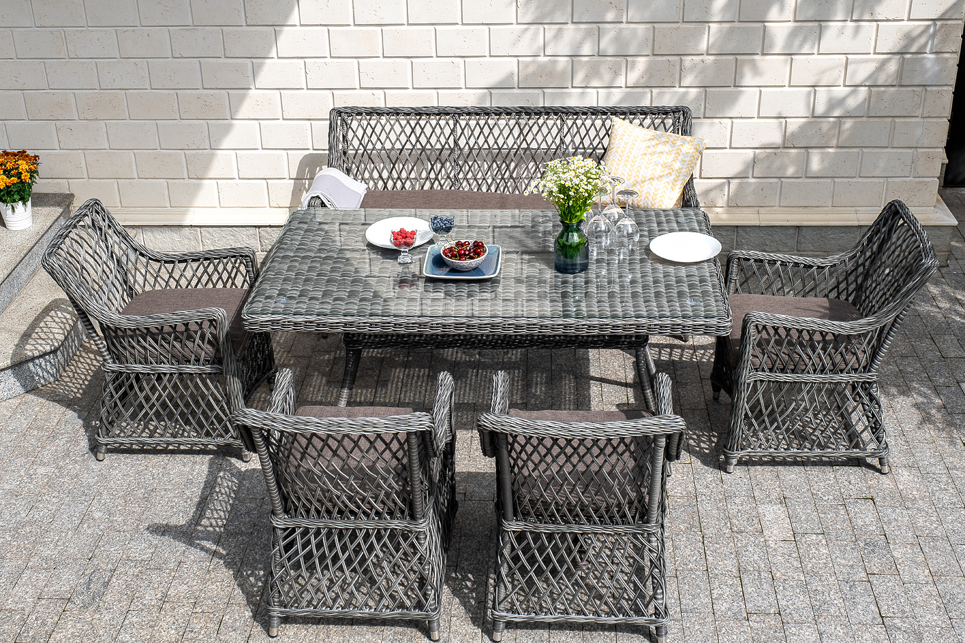 фото "латте" плетеный стол из искусственного ротанга 160х90см, цвет графит