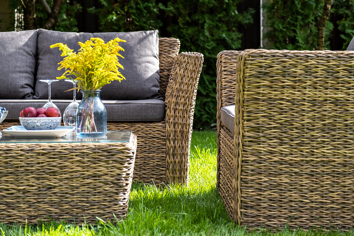 "Капучино Сингл" лаунж-зона из искусственного ротанга (гиацинт), цвет соломенный фото "капучино сингл" лаунж-зона из искусственного ротанга (гиацинт), цвет соломенный