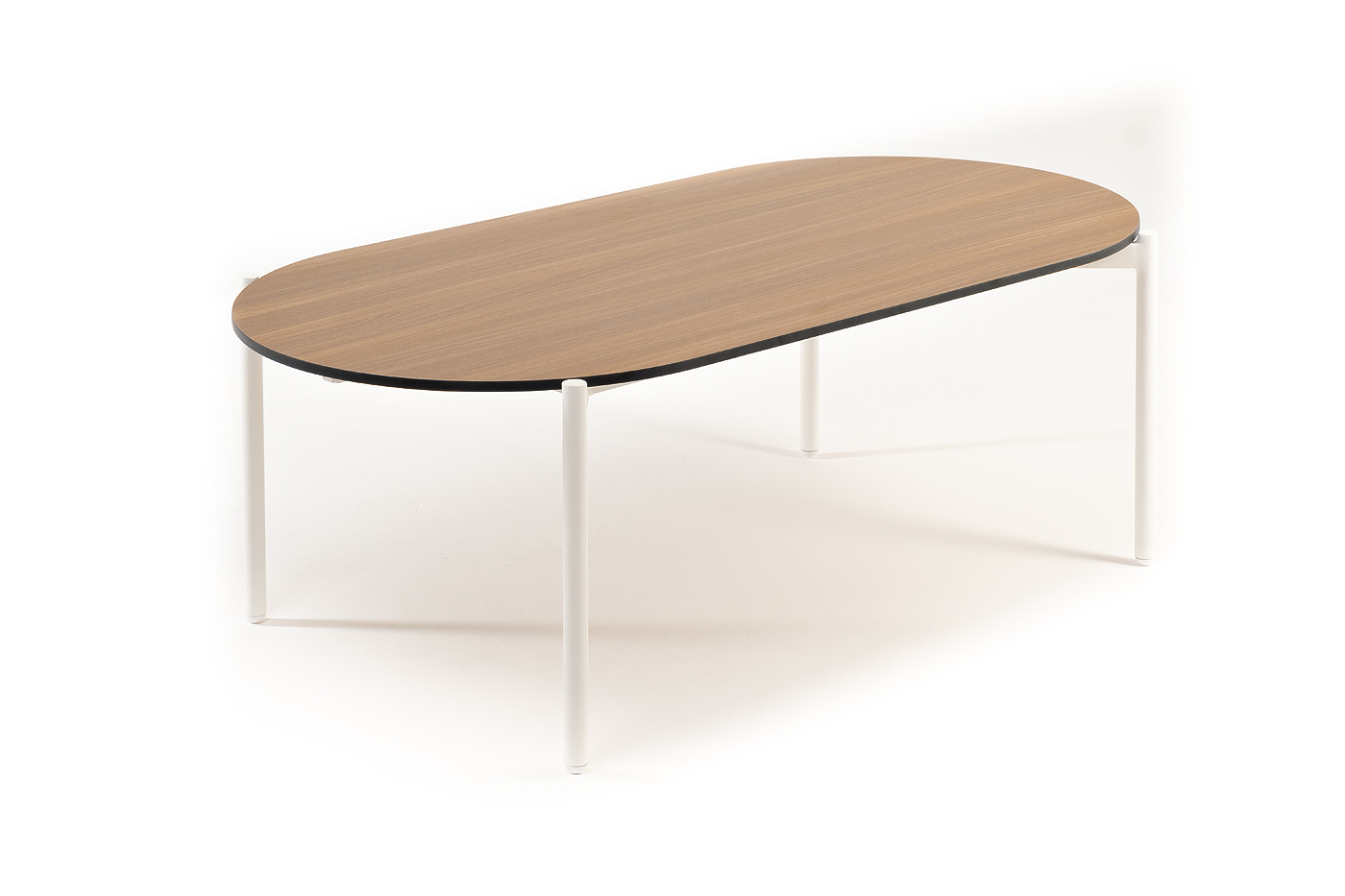 фото "диего" журнальный стол из hpl 120х60 h40, каркас белый муар, цвет "дуб"