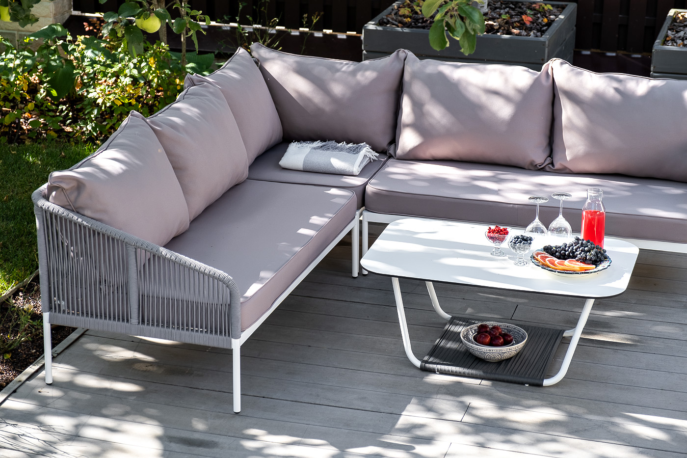 фото "канны" модульная угловая лаунж-зона из роупа (веревки), цвет светло-серый