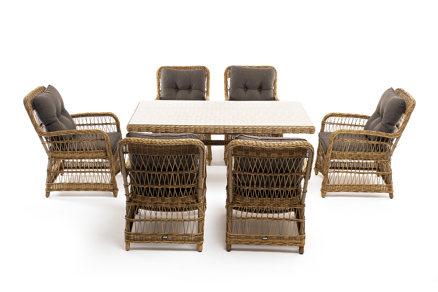 фото "цесена" обеденная группа плетеная из искусственного ротанга, цвет соломенный