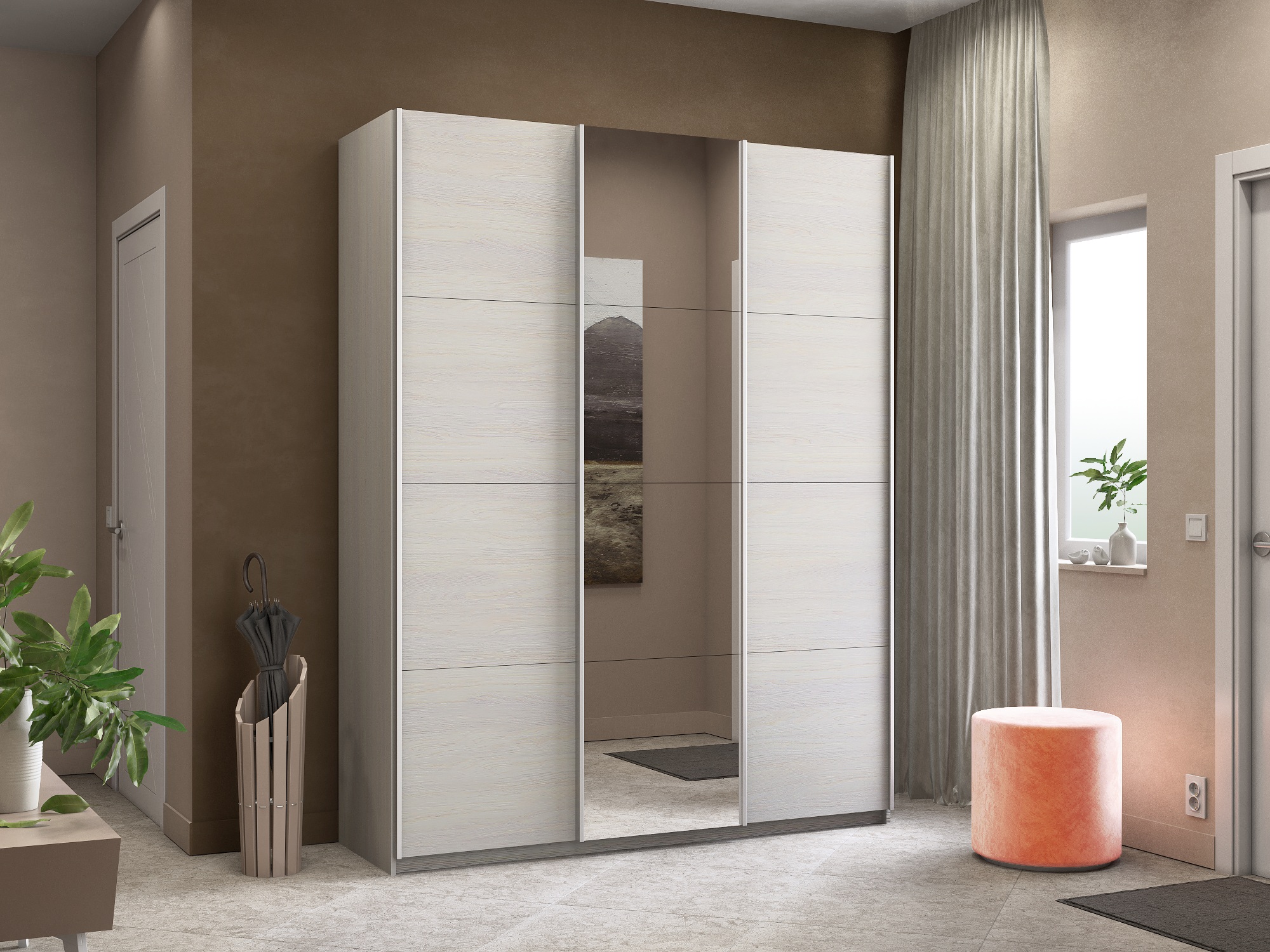 Шкаф-купе 3-х дв. 1800 с зеркалом Прайм 