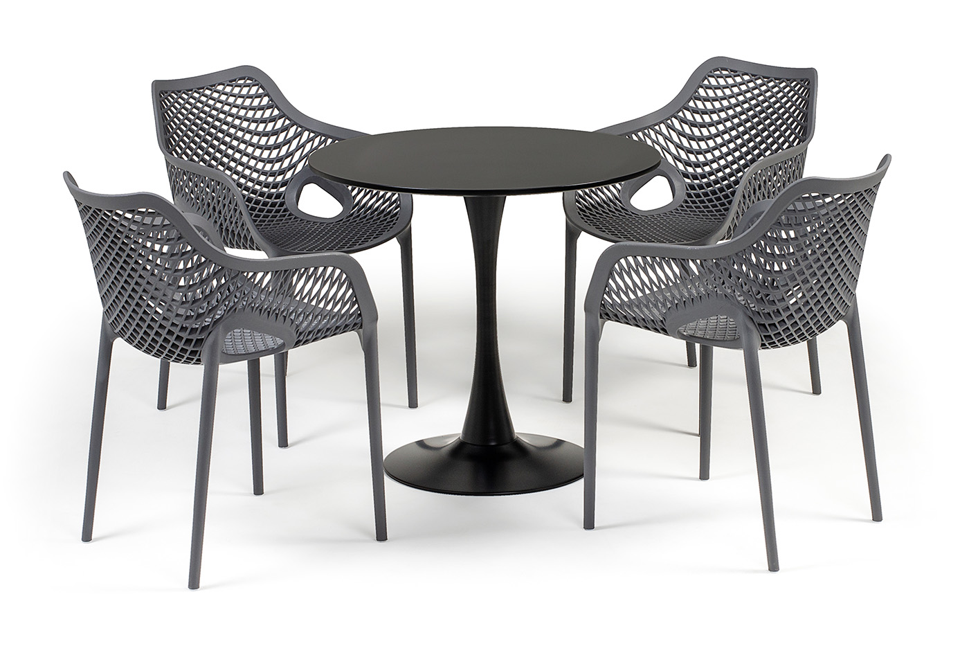 фото "беллини" обеденная группа на 4 персоны, цвет темно-серый