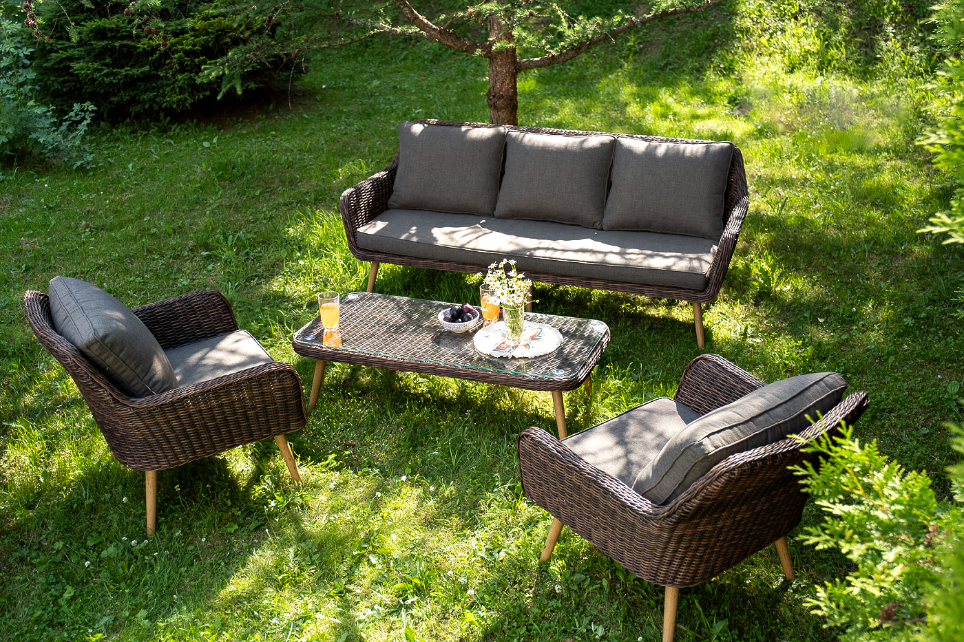 фото "прованс" лаунж-зона плетеная из искусственного ротанга, цвет коричневый