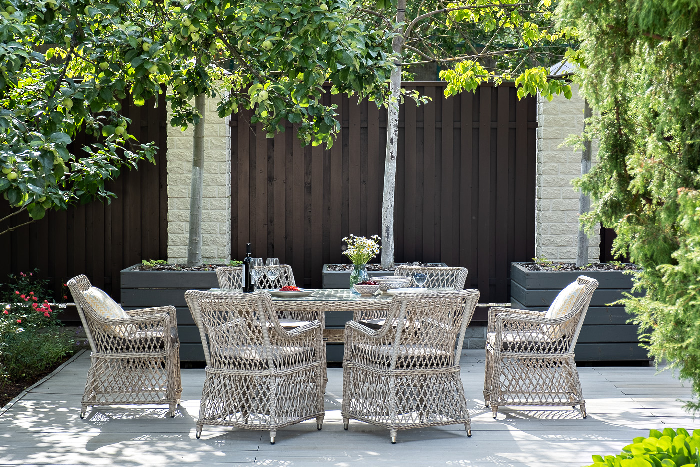 фото "латте" обеденная группа плетеная, цвет бежевый