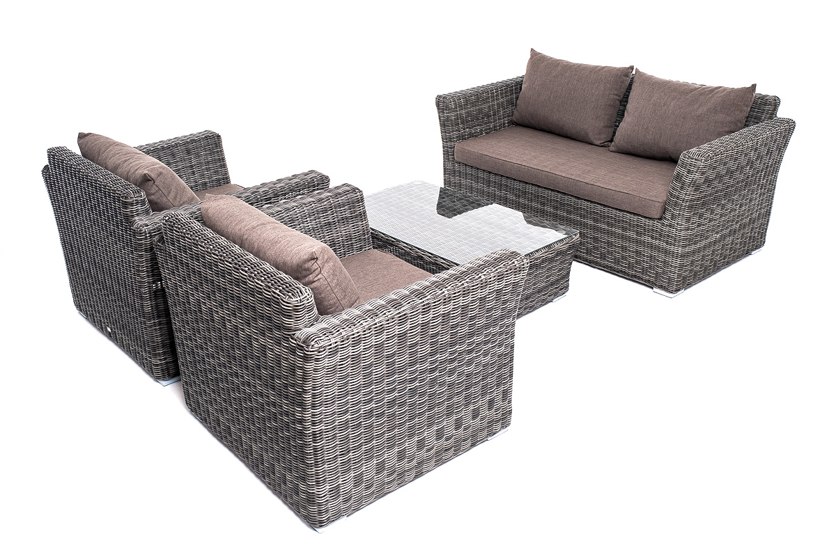 фото "капучино сингл" лаунж-зона из искусственного ротанга, цвет графит