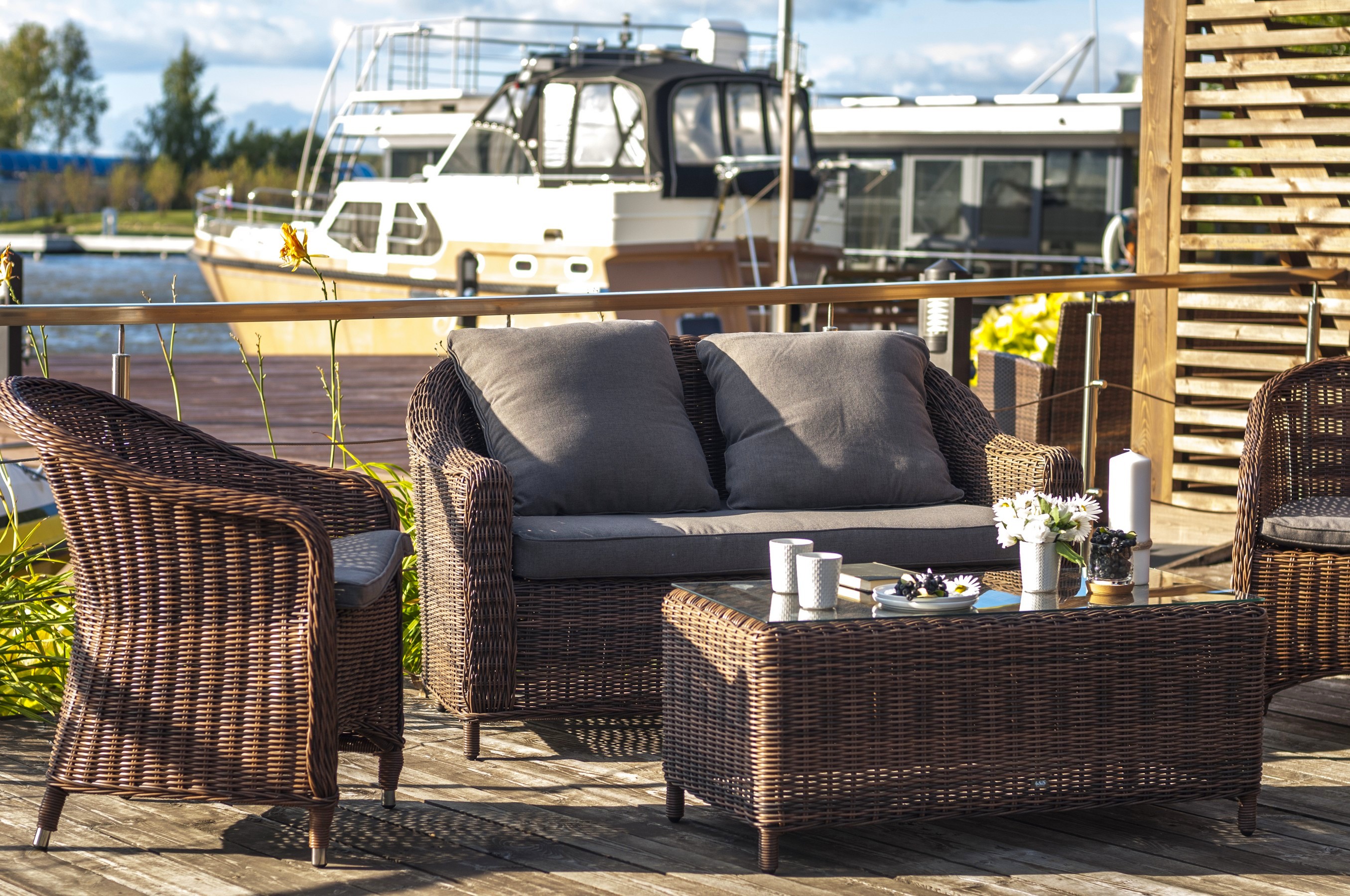 фото "кон панна" диван из искусственного ротанга двухместный, цвет коричневый