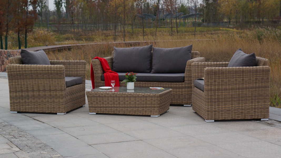 фото "капучино" диван из искусственного ротанга двухместный, цвет соломенный