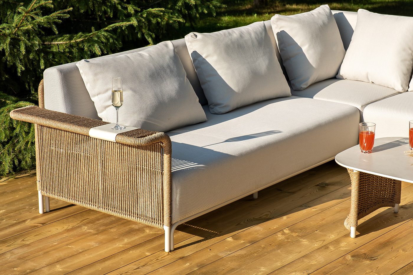 фото "мальдивы" трансформирующаяся лаунж-зона из искусственного ротанга, цвет соломенный