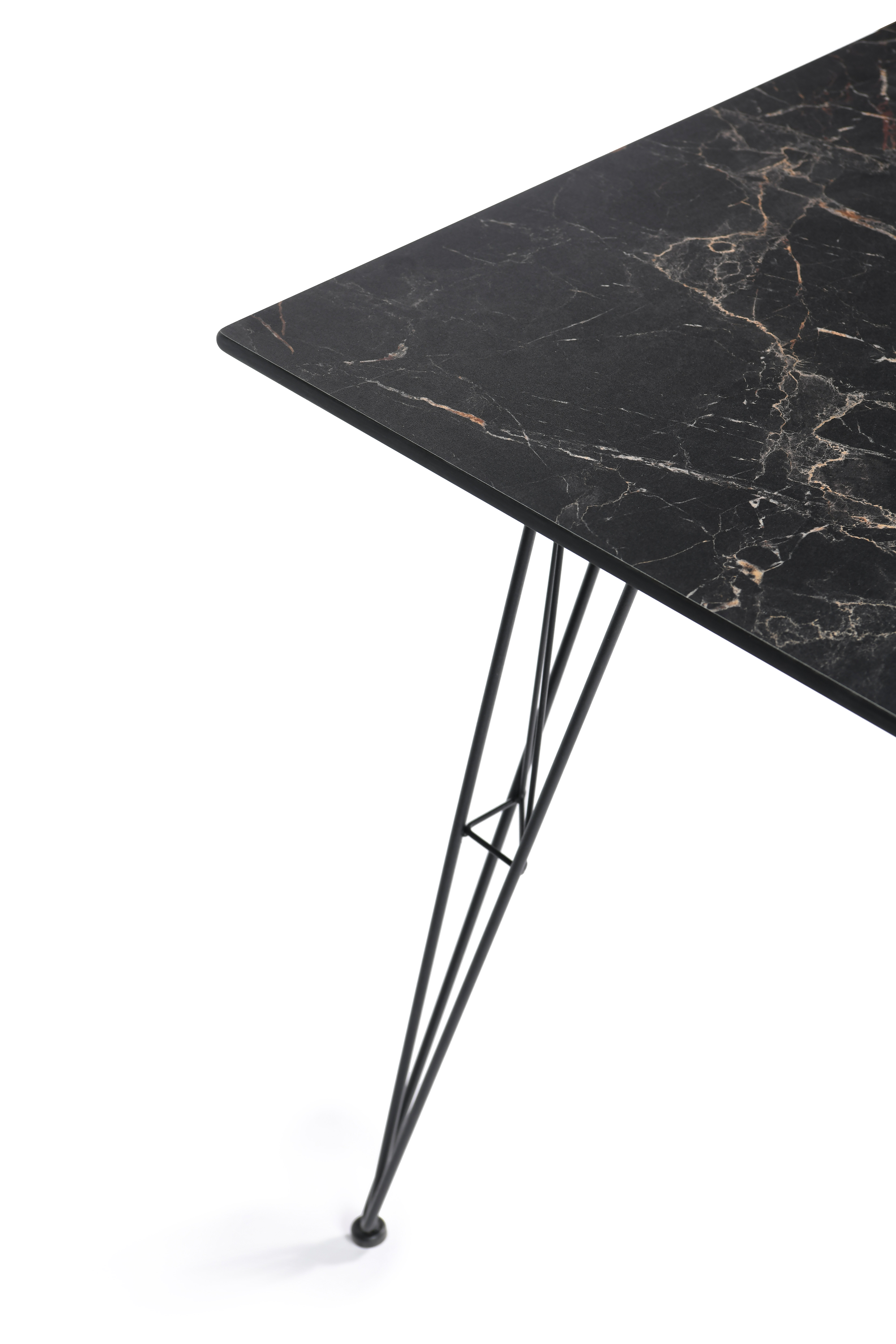 фото "руссо" обеденный стол из hpl 150х80см, цвет "черный мрамор"