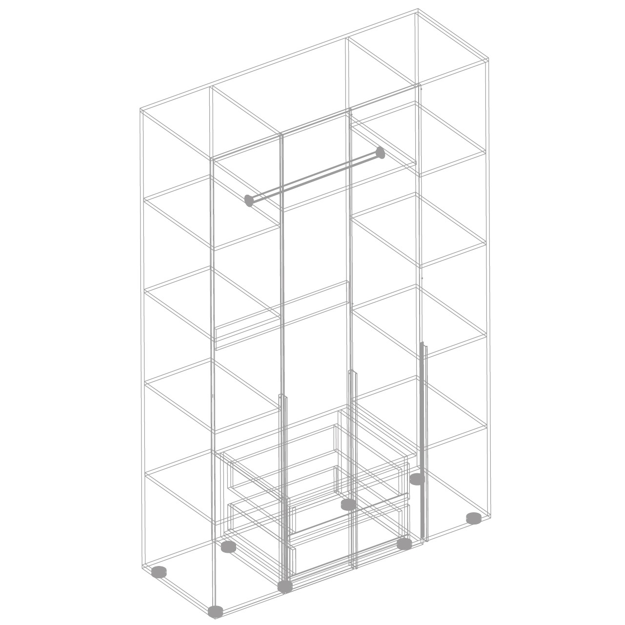 фото шкаф 4-ств. с с зеркалом вита