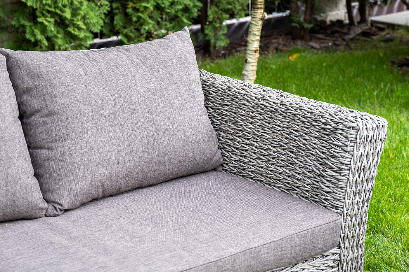 фото "капучино" лаунж-зона из искусственного ротанга (гиацинт), цвет серый