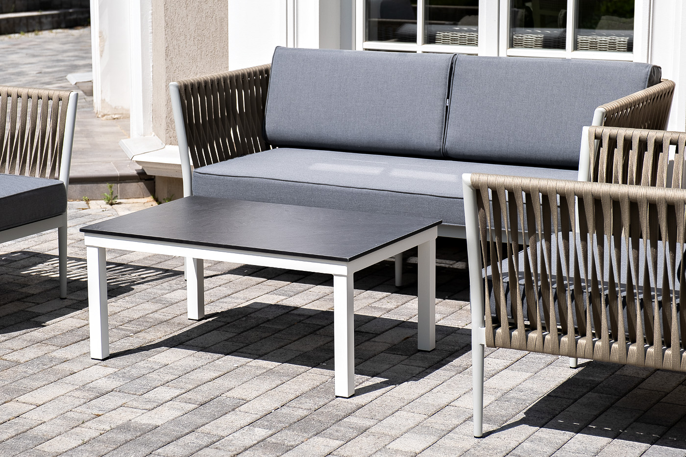 фото "касабланка" лаунж-зона плетеная из роупа 4-местная, цвет серый