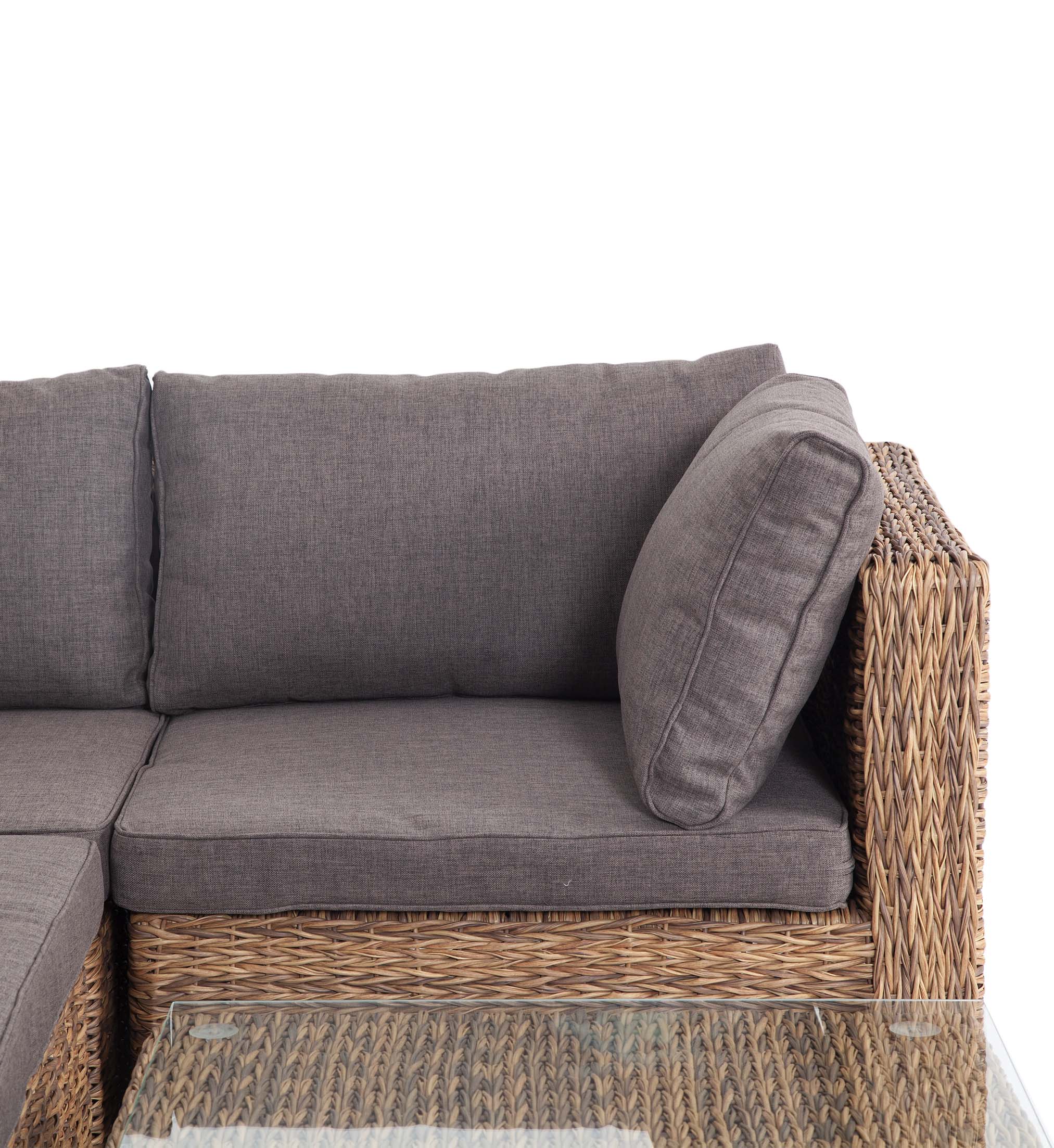 фото "лунго" трансформирующаяся лаунж-зона из искусственного ротанга (гиацинт), цвет соломенный