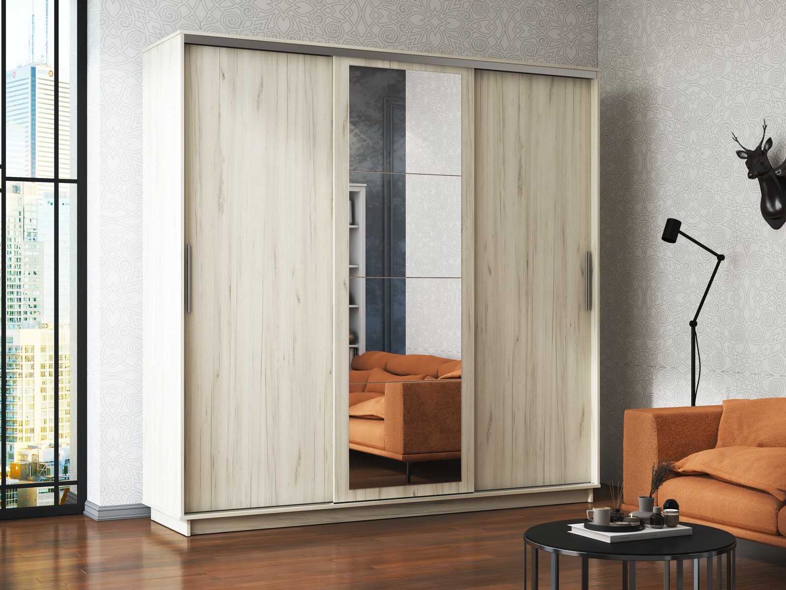 Шкаф-купе зеркало 2100 СТОУН  