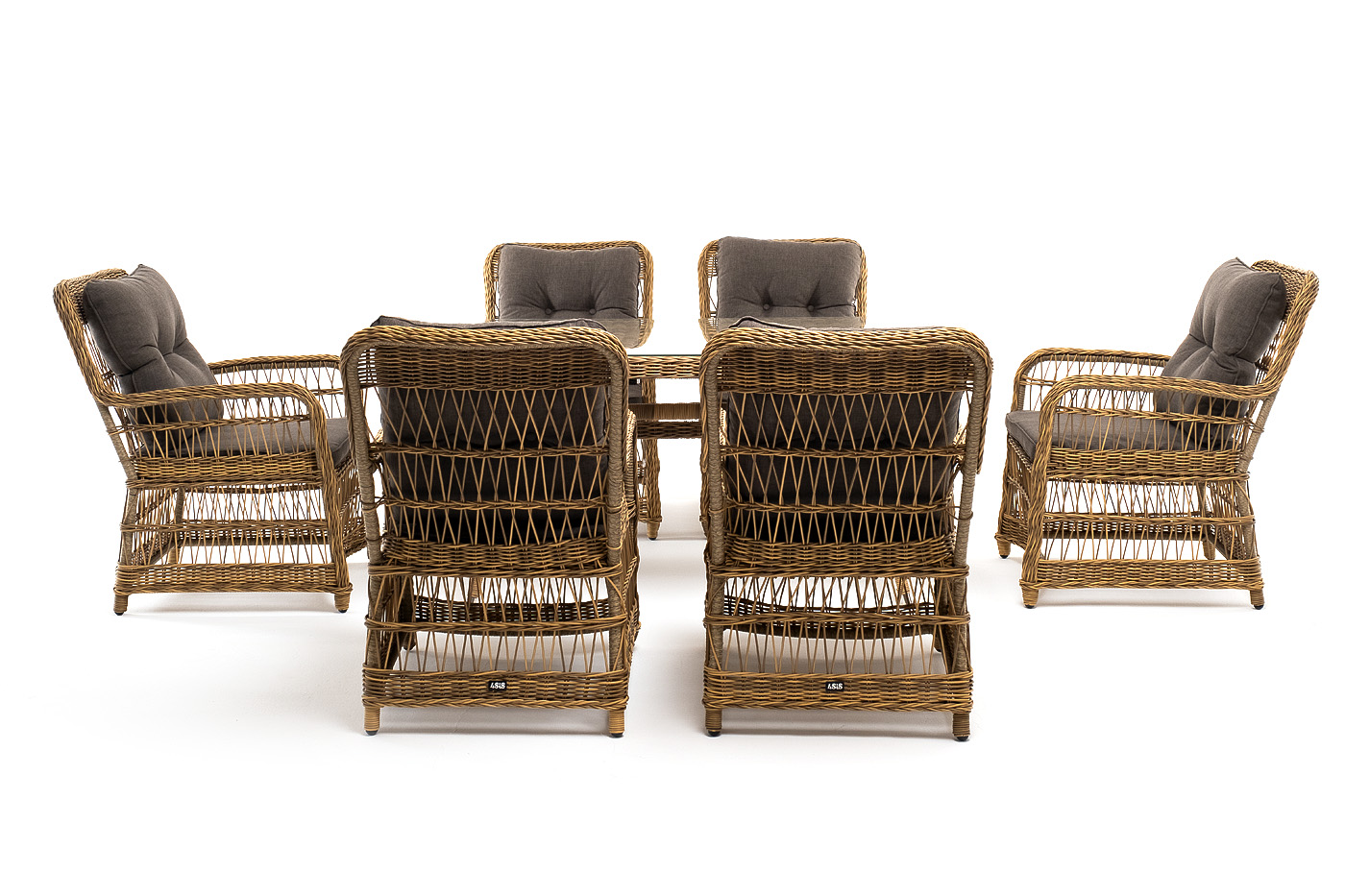 фото "цесена" обеденная группа плетеная из искусственного ротанга, цвет соломенный