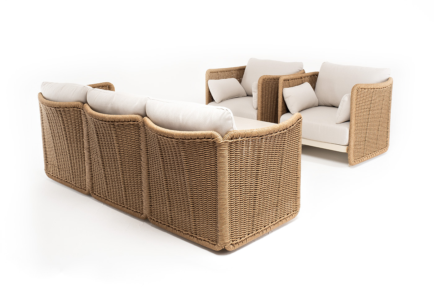 фото "аликанте" лаунж-зона из искусственного ротанга, цвет соломенный (к)