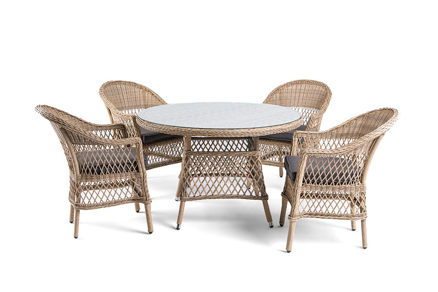 фото "дольче" обеденная группа из искусственного ротанга, цвет соломенный