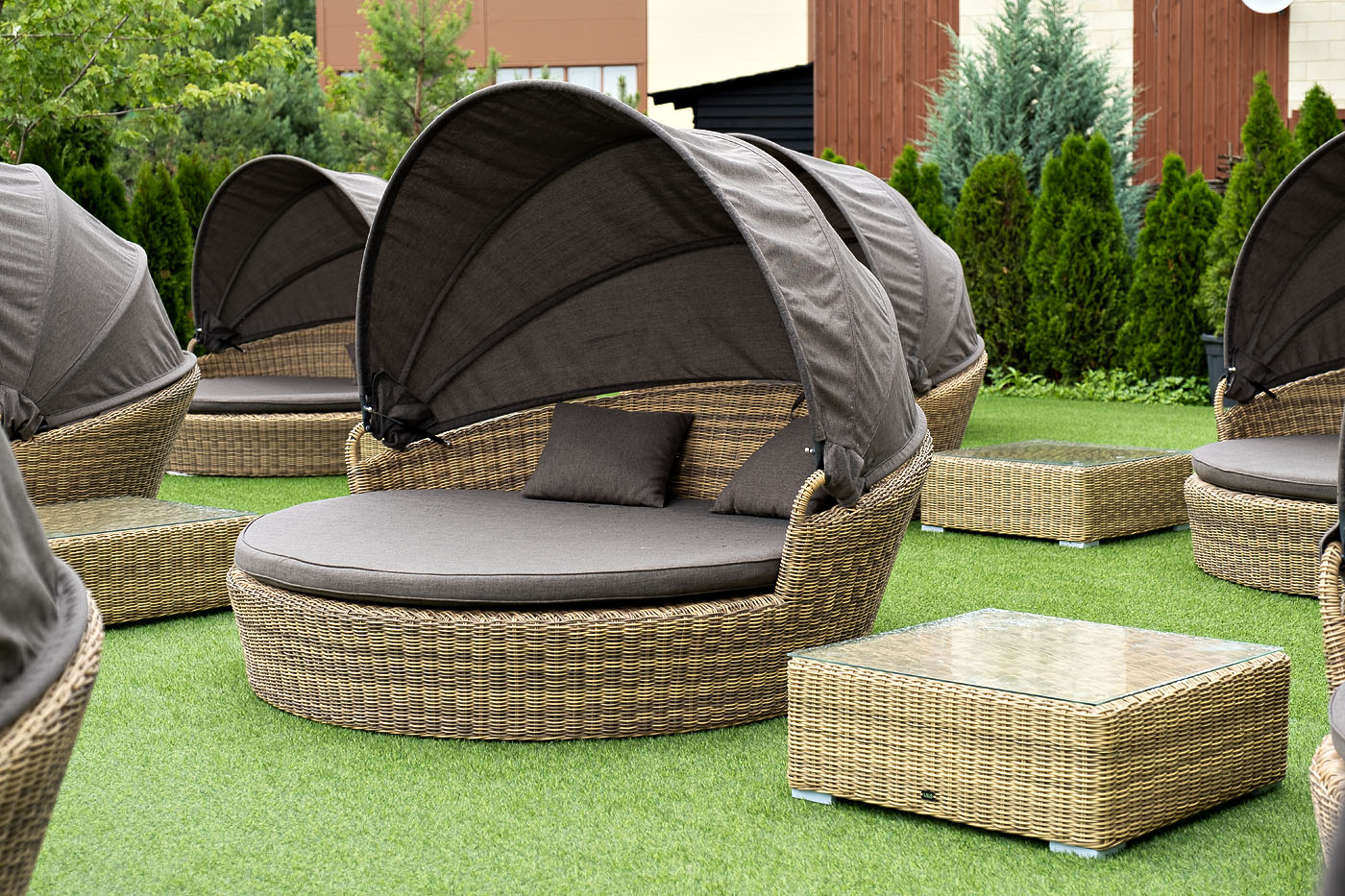 фото "стильяно" плетеная кровать круглая, цвет соломенный