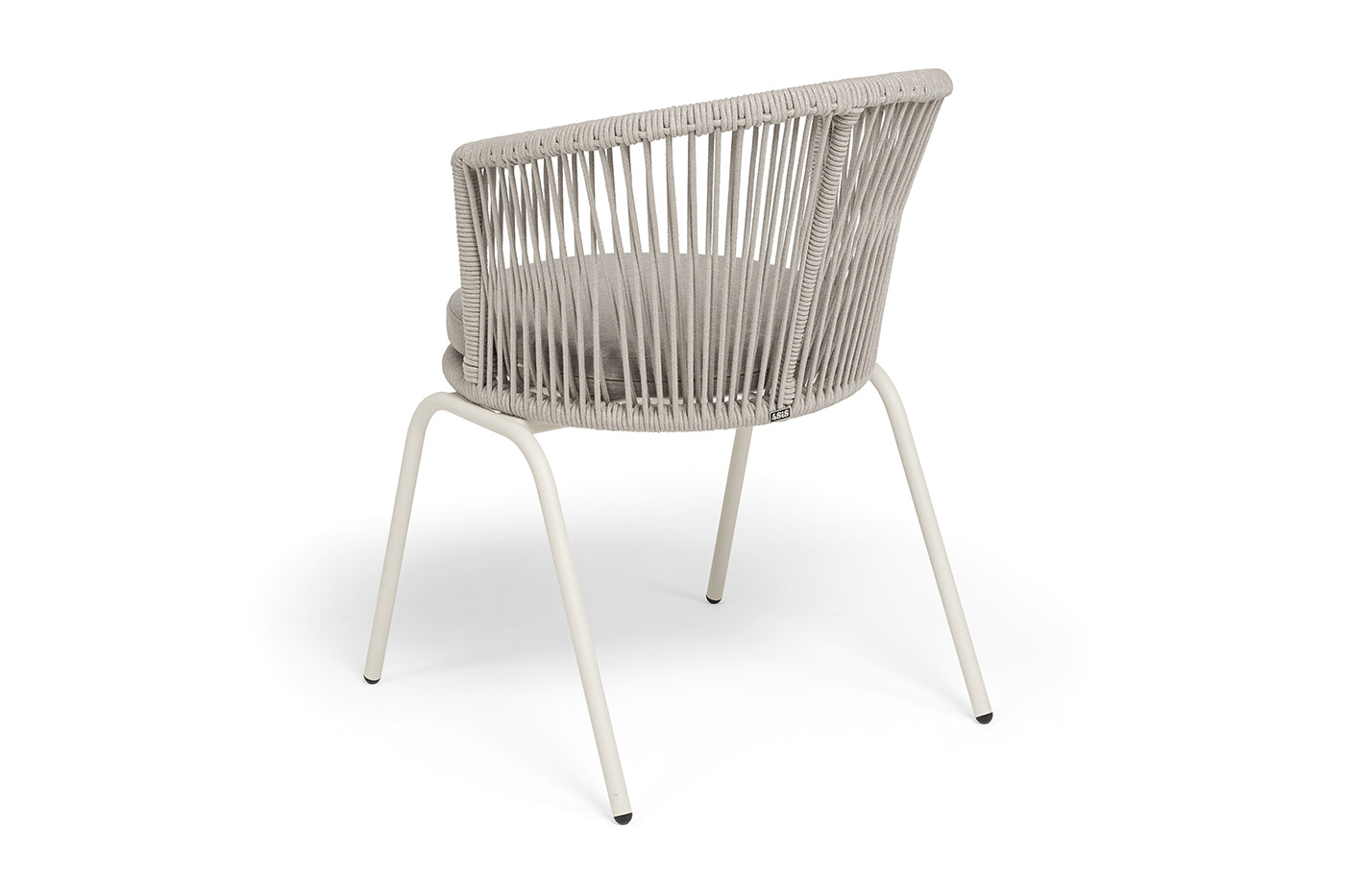 фото "люксембург" стул плетеный из роупа, каркас из стали (ral1013) муар, роуп бежевый круглый, ткань бежевая 15052