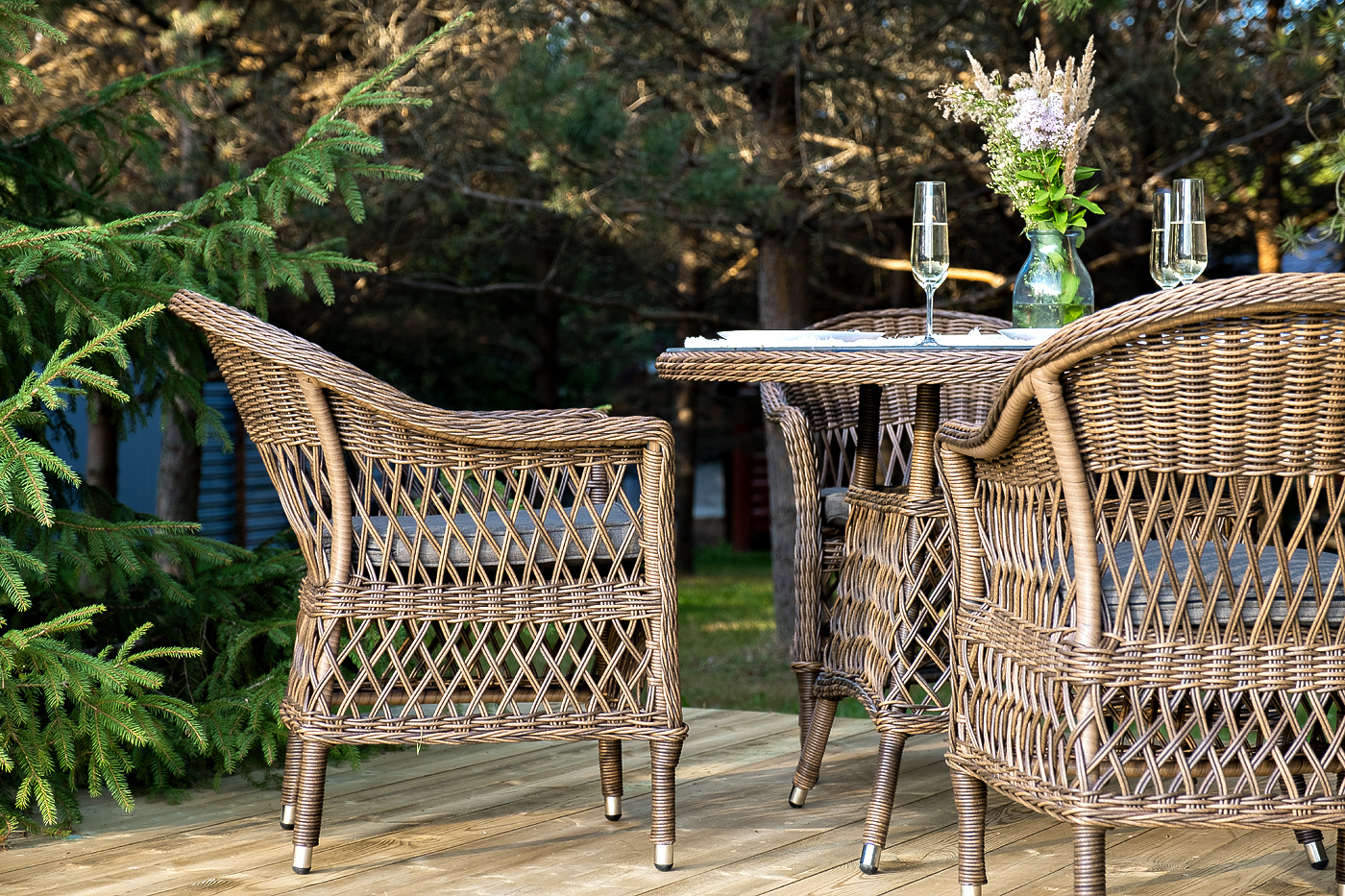 фото "дольче" обеденная группа из искусственного ротанга, цвет коричневый