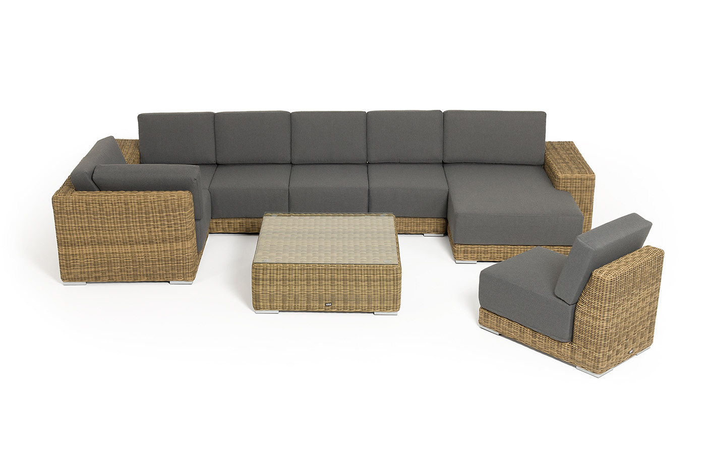 фото "капри" трансформирующаяся лаунж-зона из искусственного ротанга, цвет соломенный