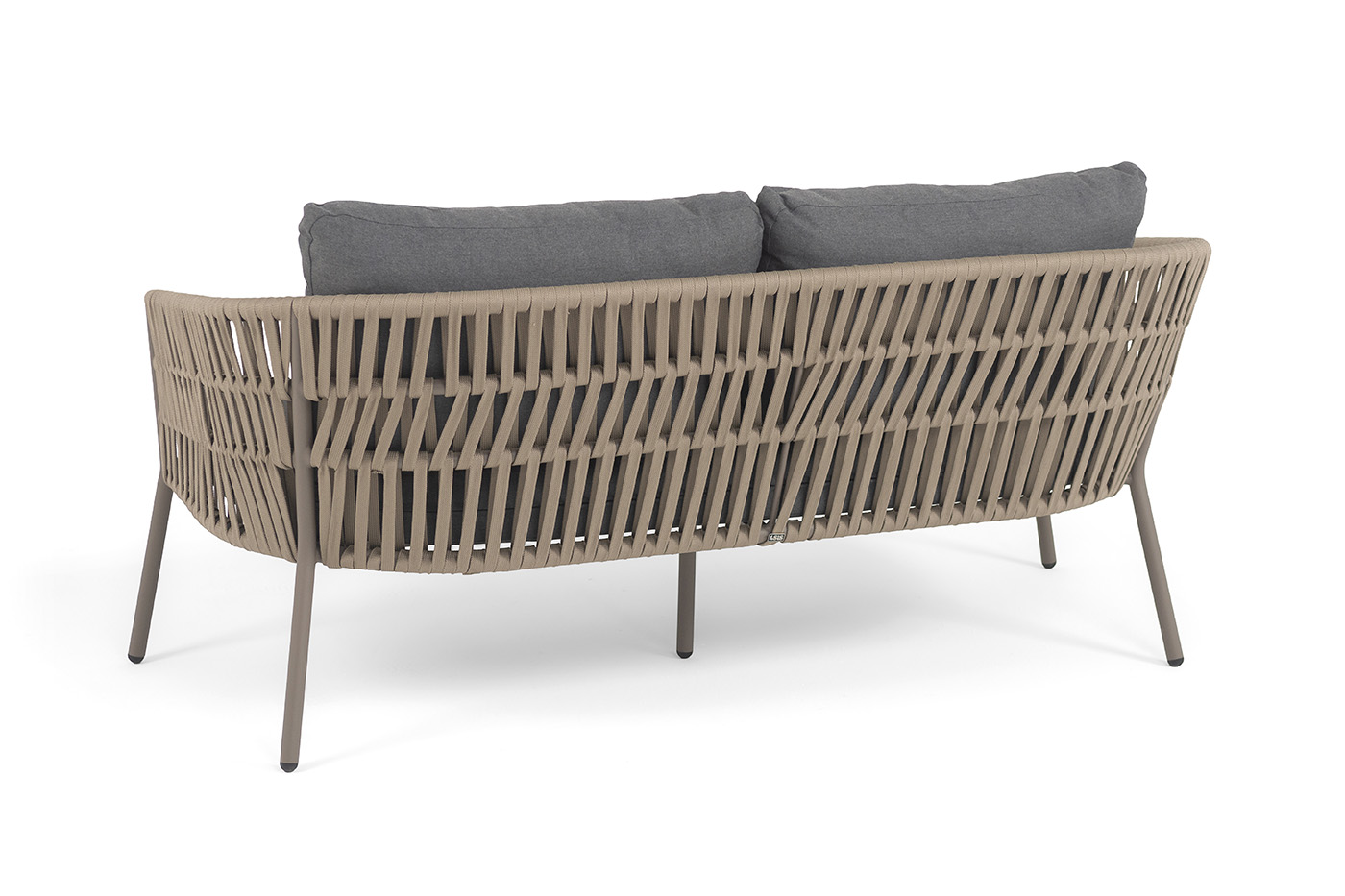 фото "комо" лаунж-зона 4-местная плетеная из роупа (веревки), каркас алюминиевый бежево-серый, роуп серо-коричневый