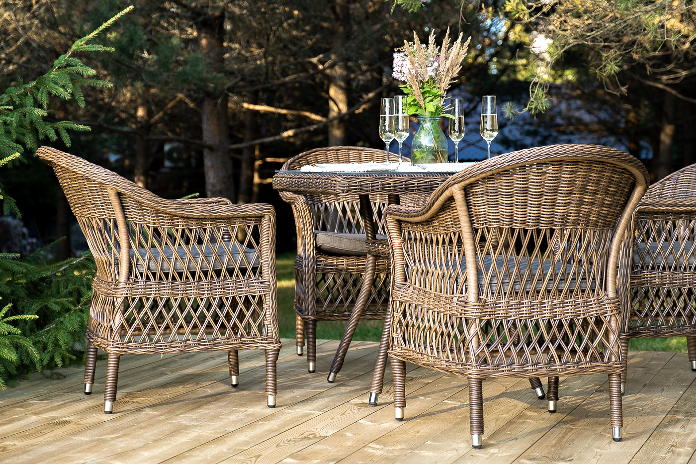 фото "сицилия" обеденная группа плетеная, цвет коричневый