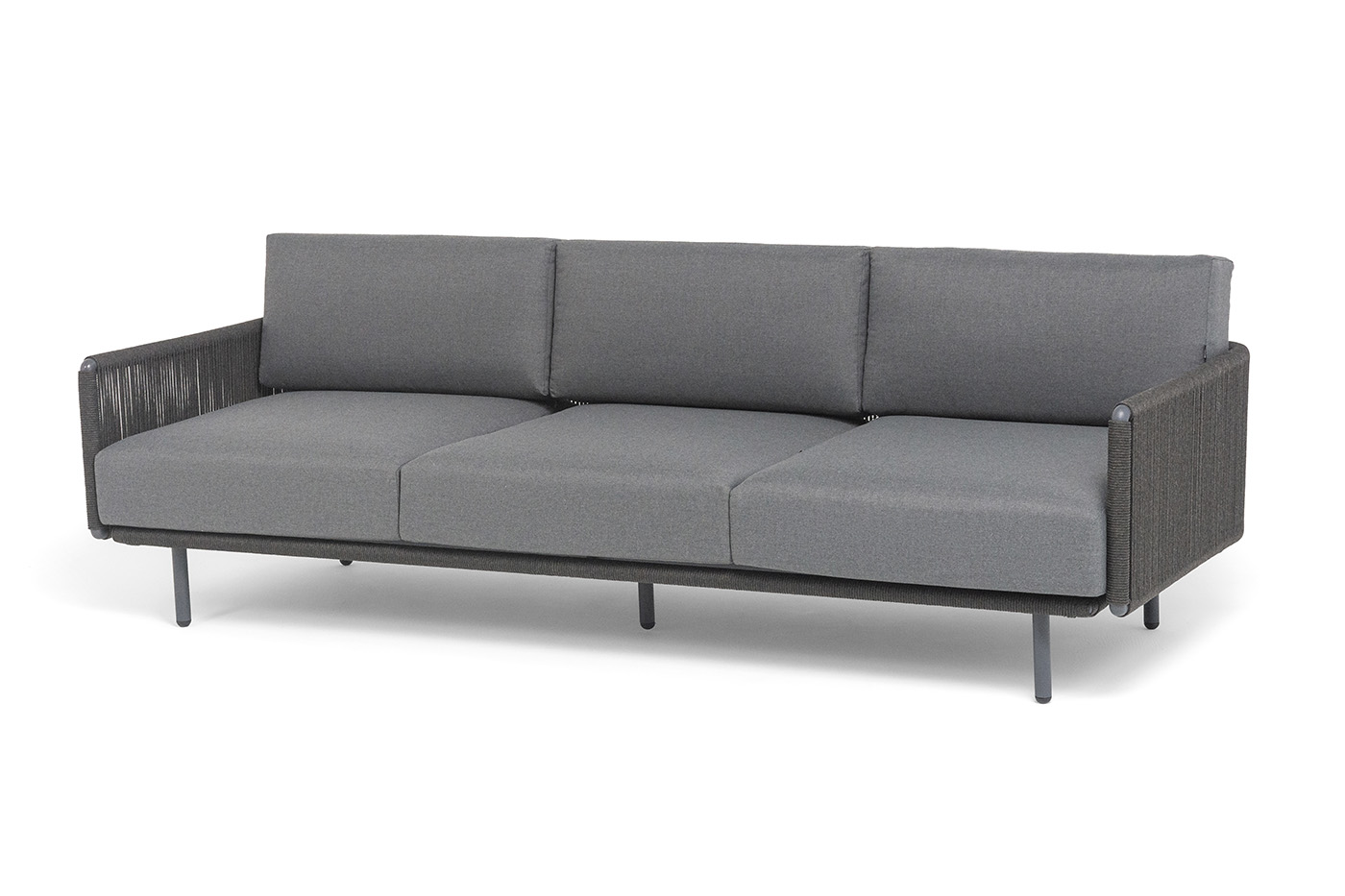 фото "джелло" лаунж-зона 5-местная плетеная из роупа (веревки), каркас алюминиевый темно-серый, роуп темно-серый