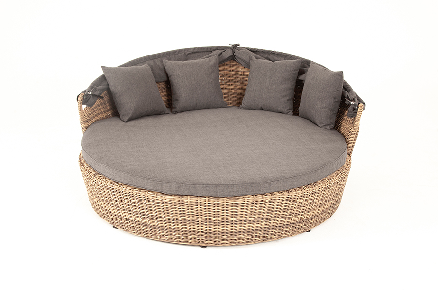 фото "стильяно" плетеная кровать круглая, цвет соломенный