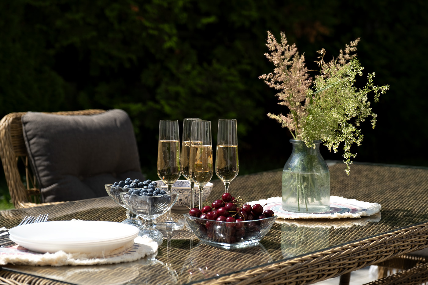 фото "цесена" обеденная группа плетеная из искусственного ротанга, цвет соломенный