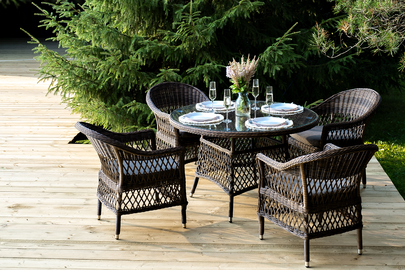 фото "дольче" обеденная группа из искусственного ротанга, цвет коричневый