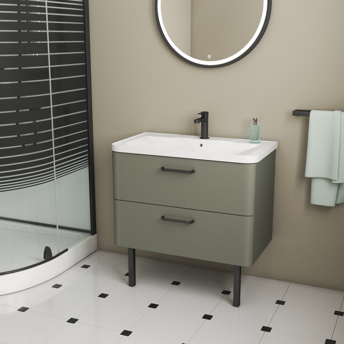 фото тумба под умывальник tibr 80 с раковиной, олива