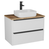 Тумба с 2 ящ. Torno 85 с накладной раковиной, белый матовый