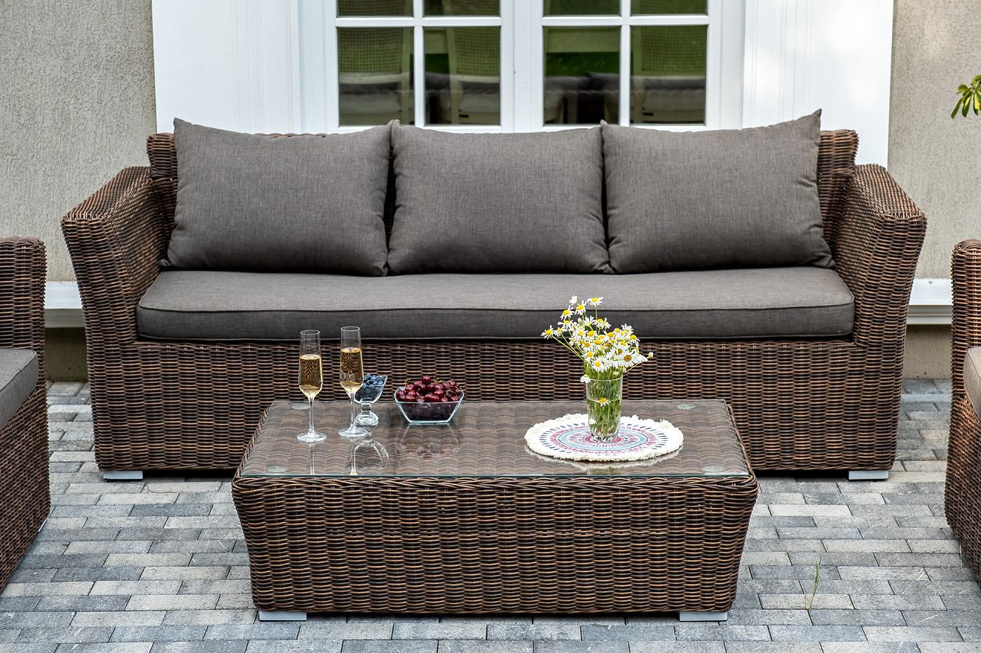 фото "капучино" лаунж-зона из искусственного ротанга, цвет коричневый