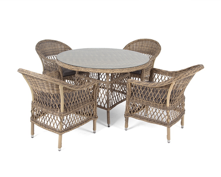 фото "дольче" обеденная группа из искусственного ротанга, цвет соломенный